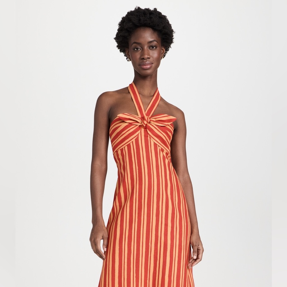 Simon Miller Strapless Dress - Orange and Red Striped Dress